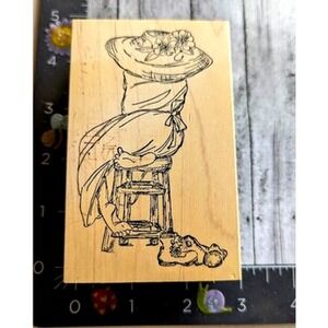 Art Impressions Woman Chair Back Barefoot U1700 Rubber Stamp Wood #D11